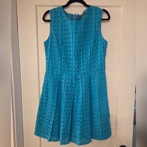 Suzy Shier Turquoise Eyelet Midi Dress